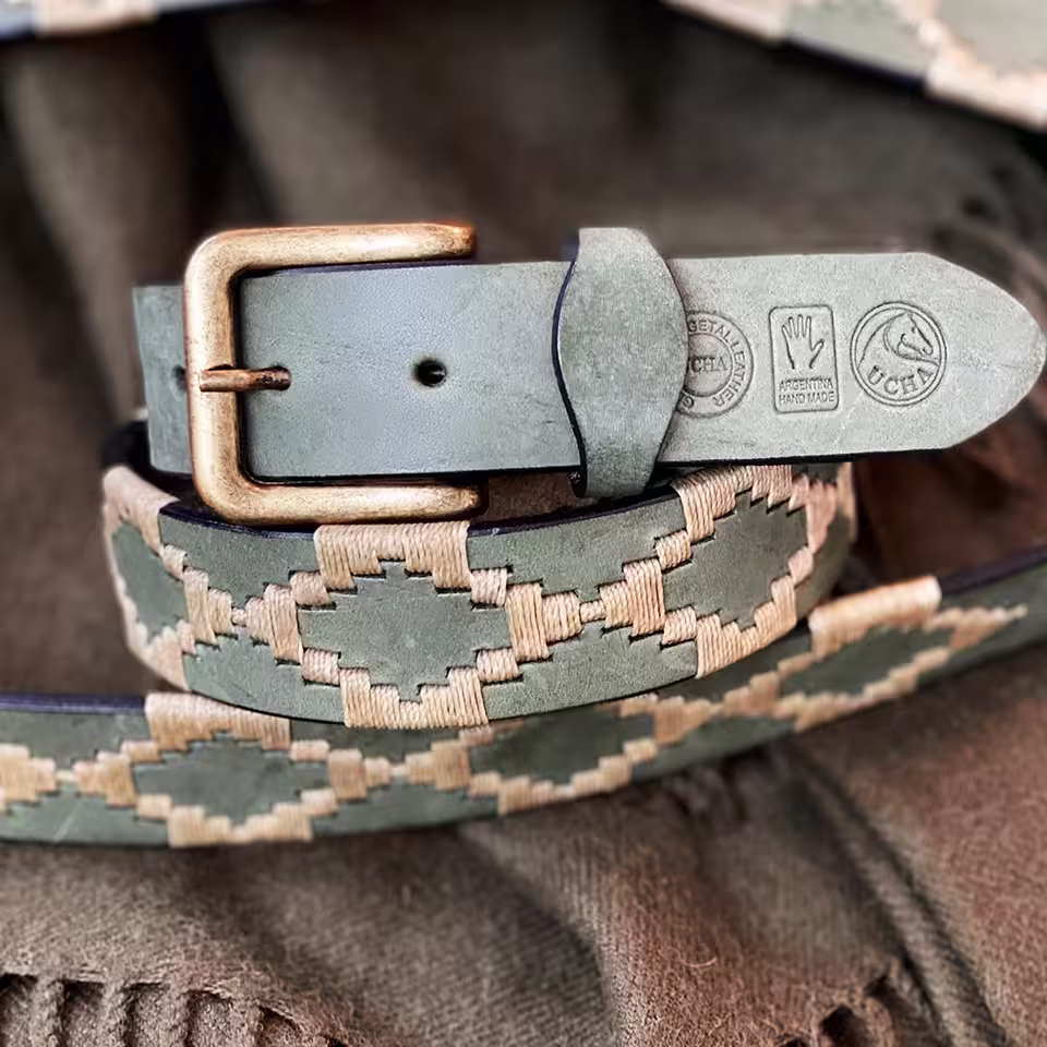 Green Leather Polo Belt #020