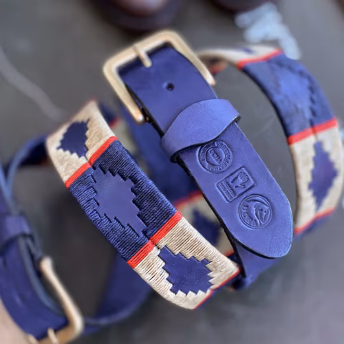 Blue Navy Leather Polo Belt #022