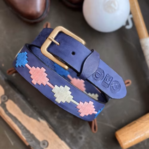 Blue Navy Leather Polo Belt #065