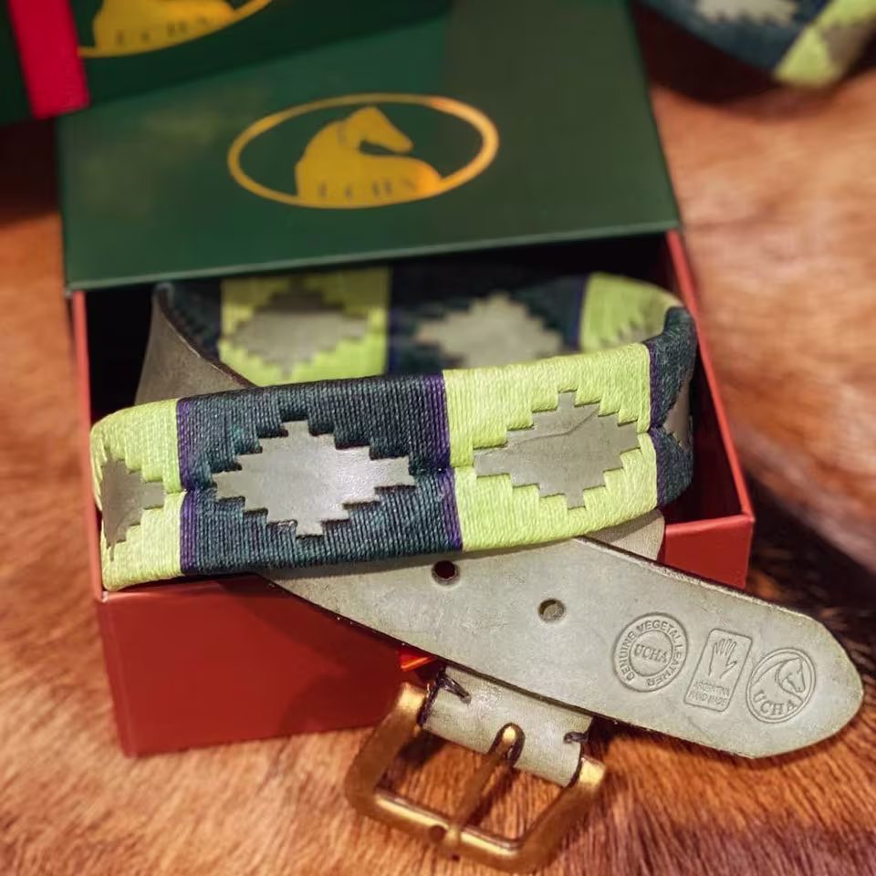 Green Leather Polo Belt #076