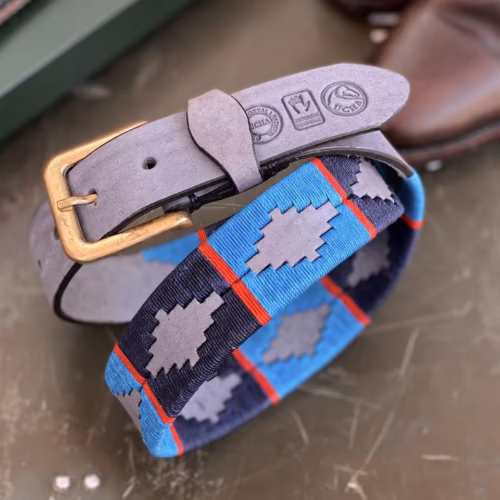Grey Leather Polo Belt #097